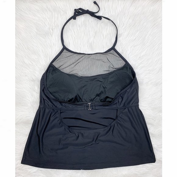 Plus Size Mesh Yoke Sequin Embellished Tankini Top - Picture 4 of 9